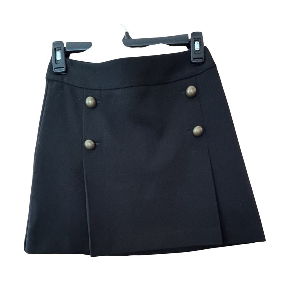 Express Black Mini Skirt Sz 2 NWT Button Accents Front Pleats Academia Preppy